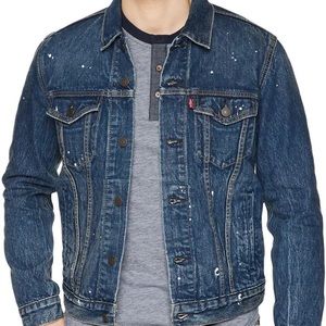 Levi's Men's Paint Splattered Dark Jean Jacket